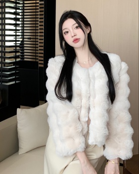 Thick rabbit fur mink velvet all-match coat for women