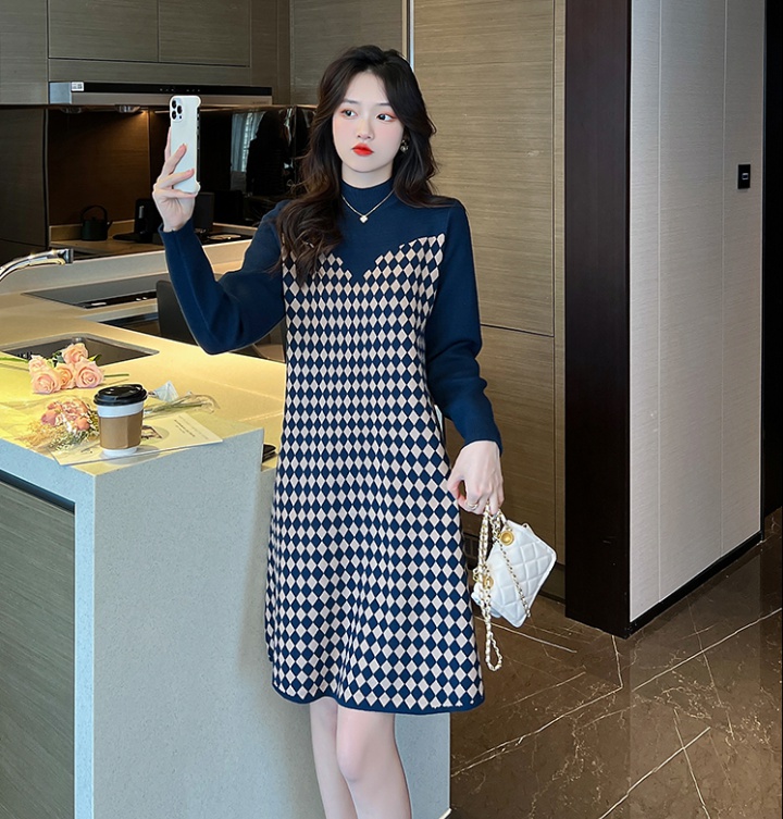 Bottoming wool dress houndstooth cashmere shirts for women