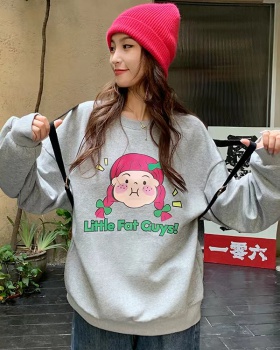 Doll big face autumn hoodie loose printing tops for women