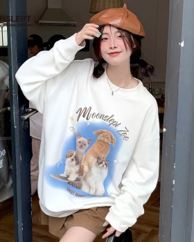 Small animal printing tops loose T-shirt for women