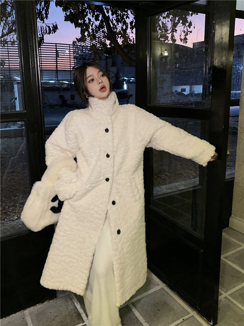 Long cstand collar overcoat loose coat for women