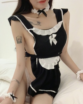 Homewear halter maid sexy short tops a set for women