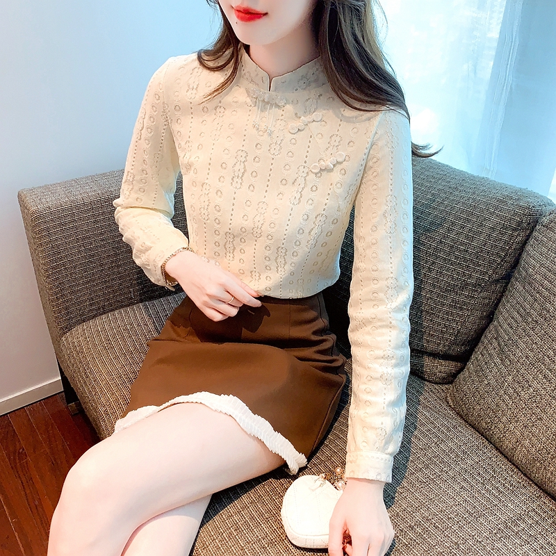 Hollow Chinese style small shirt winter lace shirts for women