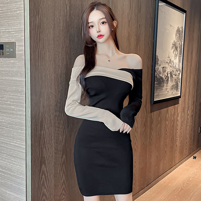 Package hip strapless mixed colors dress for women