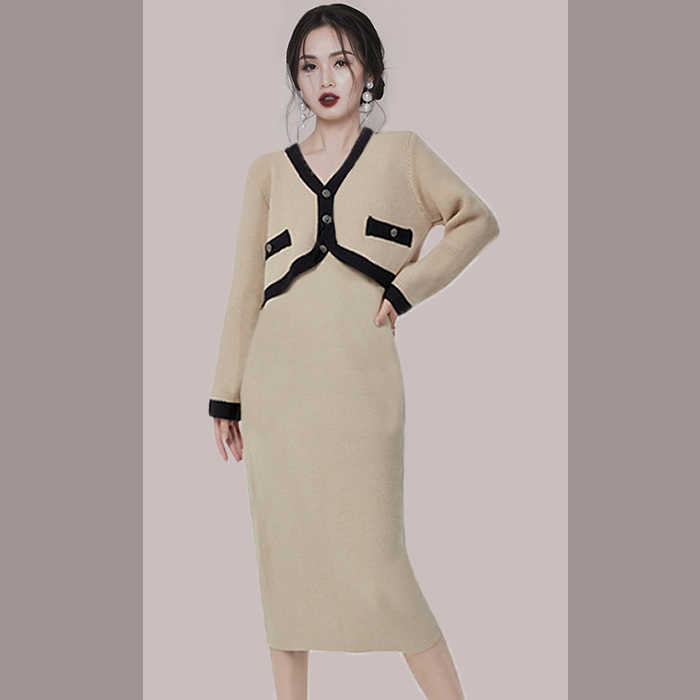 Korean style light sweater dress knitted dress a set