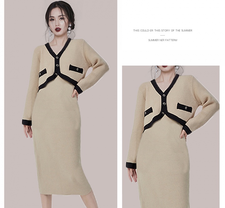 Korean style light sweater dress knitted dress a set