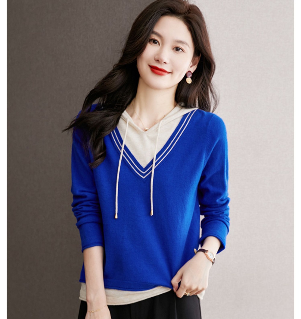 Pseudo-two autumn and winter shirts autumn hat for women