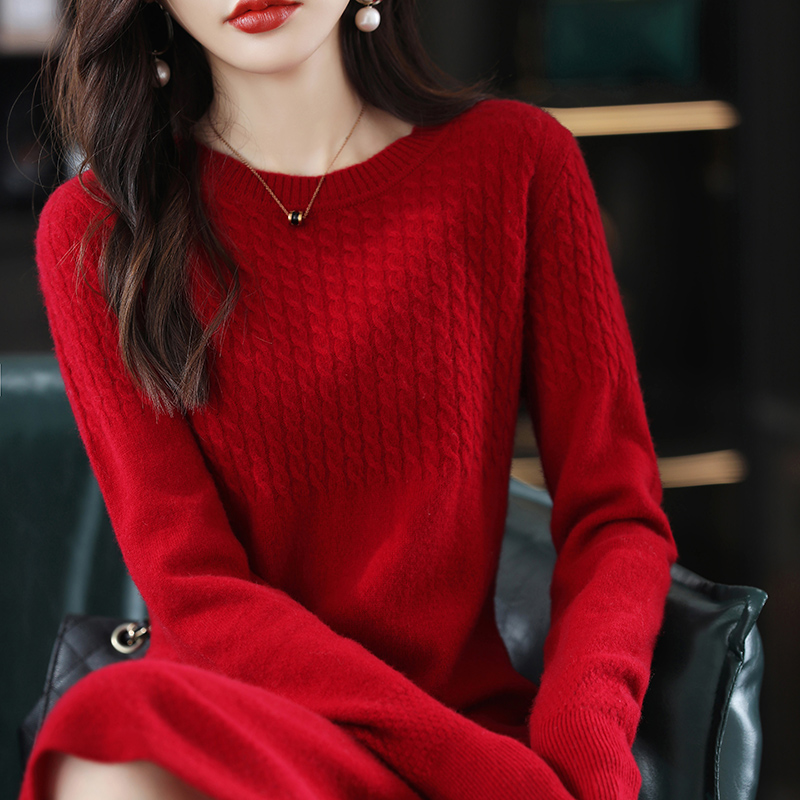 Straight bottoming dress fleece sweater dress for women