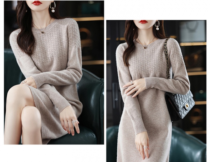 Straight bottoming dress fleece sweater dress for women