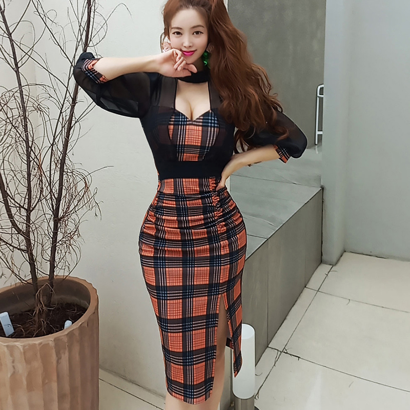 Sexy printing T-back autumn and winter dress for women