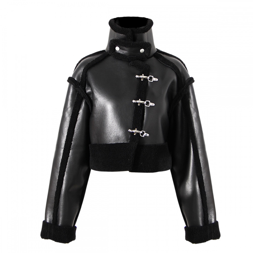 Locomotive short thick tops autumn and winter aircraft buckle coat
