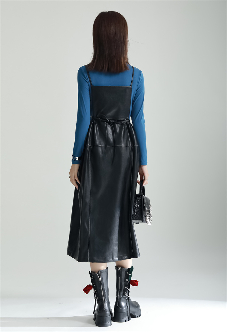 Big skirt stereoscopic dress autumn pinched waist strap dress