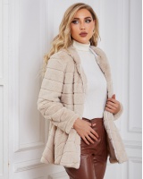 Faux fur hooded European style autumn and winter coat