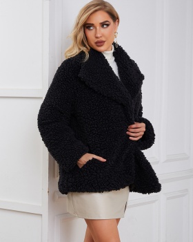 Faux fur autumn and winter pure coat for women