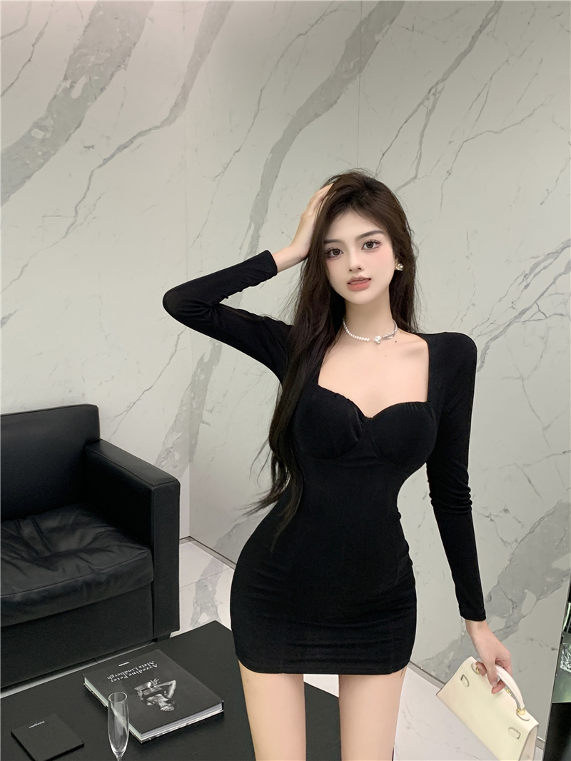 Slim with chest pad T-back sexy package hip dress