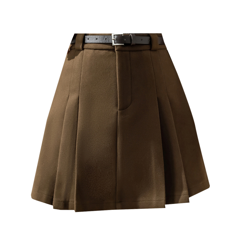 Pleated slim skirt woolen short skirt for women