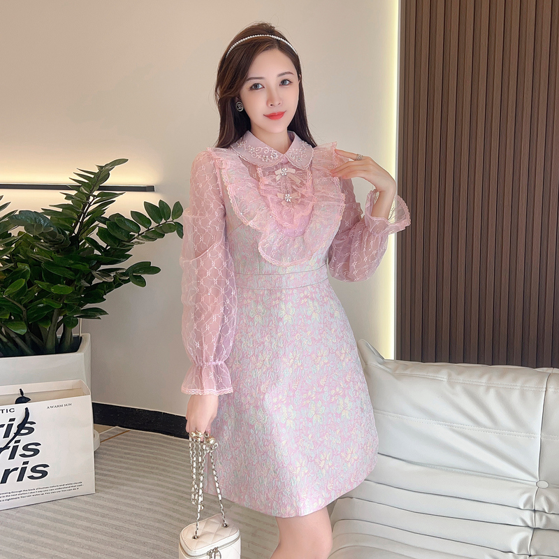 Slim lotus leaf edges temperament autumn dress