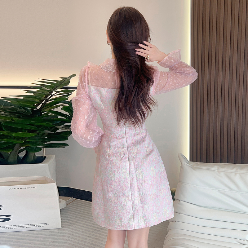 Slim lotus leaf edges temperament autumn dress