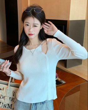Long sleeve slim sweater hollow knitted bottoming shirt