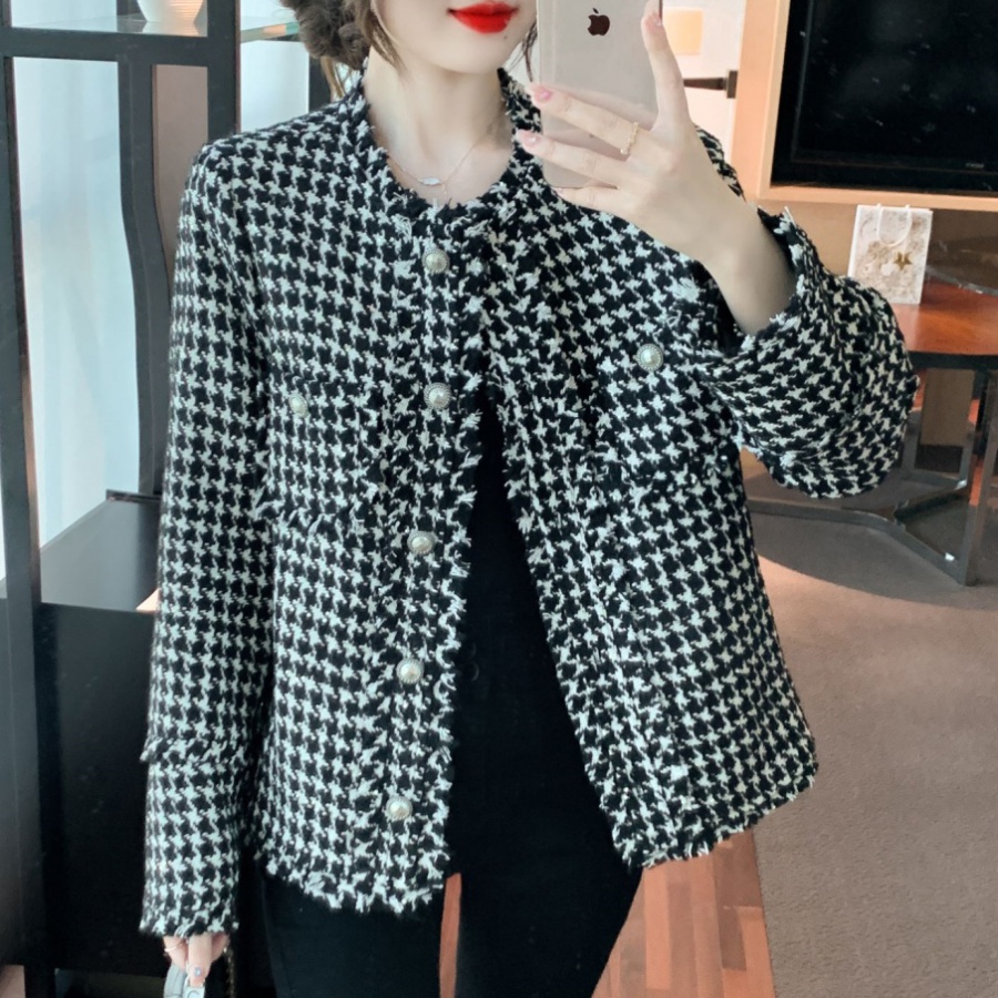 Houndstooth jacket fashion and elegant tops for women