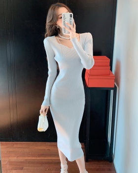 Knitted long sleeve autumn and winter dress