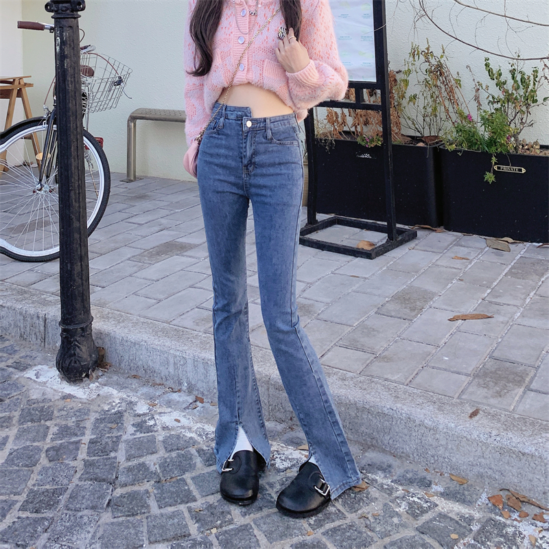 Split jeans large yard long pants for women