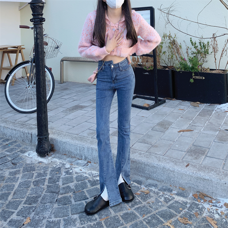 Split jeans large yard long pants for women
