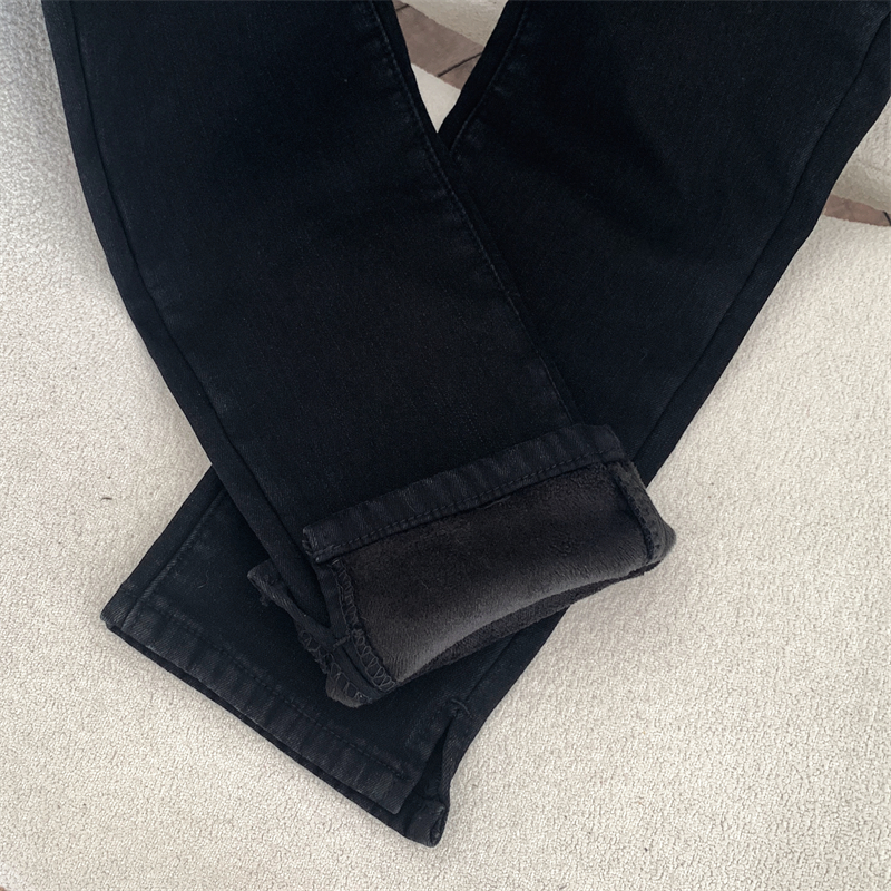 Winter large yard jeans plus velvet nine pants for women