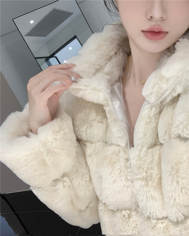 Imitation of rabbit fur winter tops short thick coat