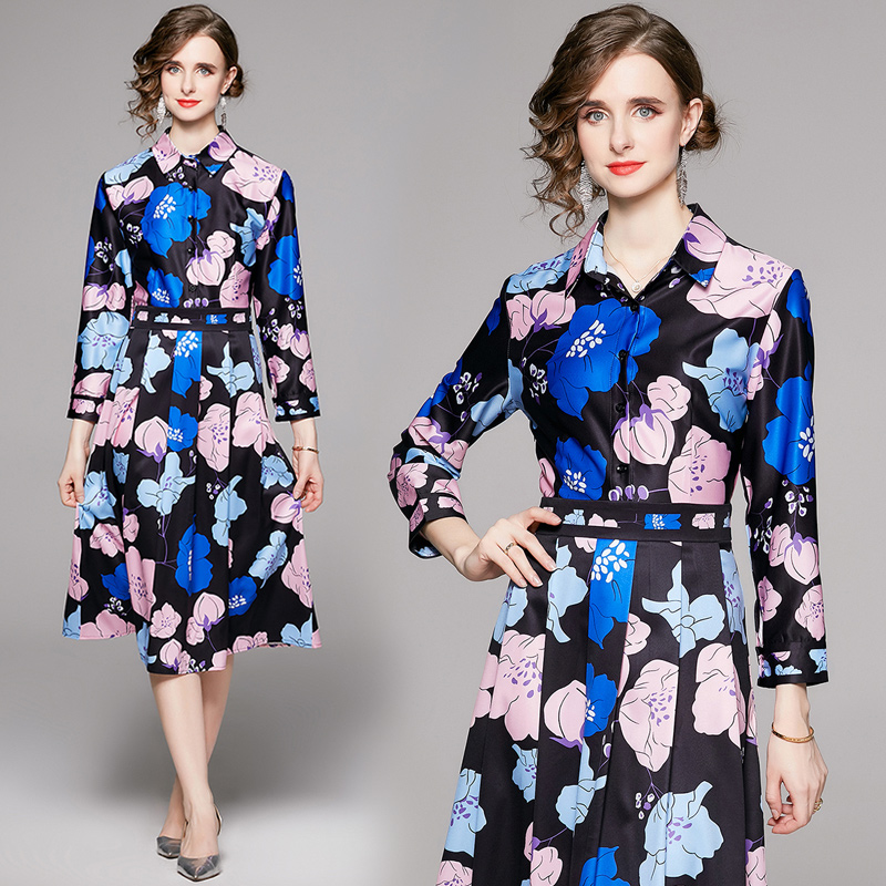 Fashion slim European style all-match printing dress