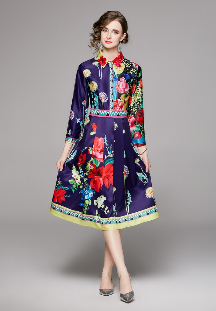 Fashion printing slim European style all-match dress