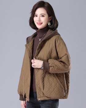 Loose winter hooded cotton coat fat Casual coat for women