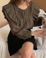 France style long sleeve lotus leaf edges Korean style shirt