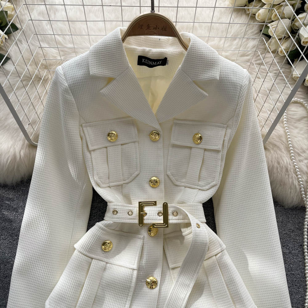 Bandage buckle long fashion and elegant coat