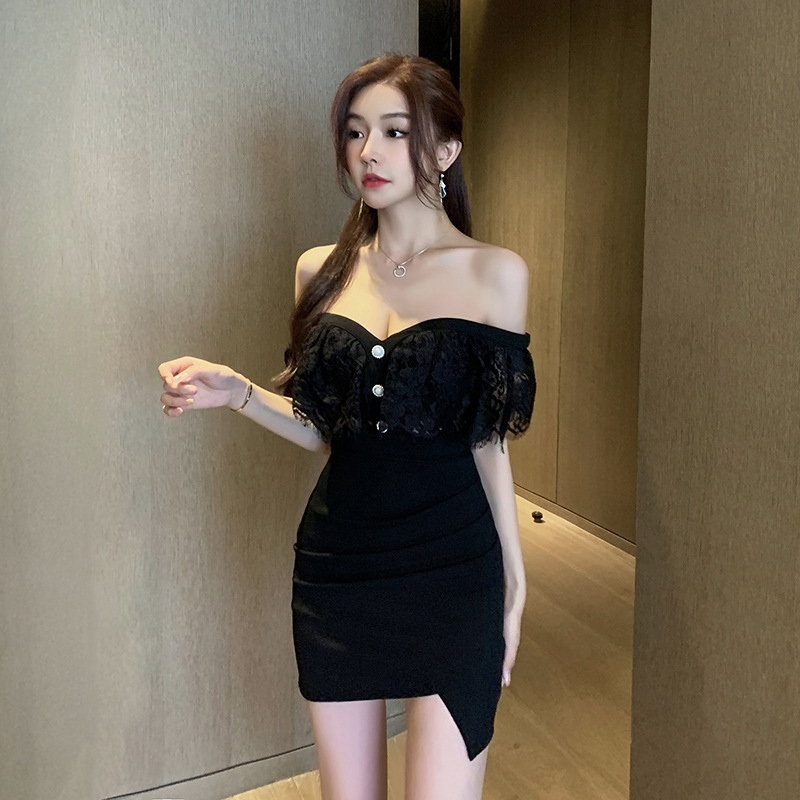 Wrapped chest split dress temperament T-back for women