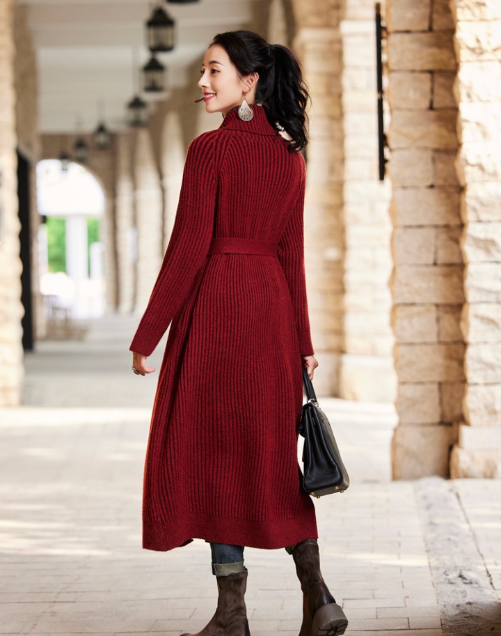 Slim knitted long overcoat winter thermal cardigan for women