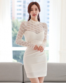 Lace splice autumn and winter slim sexy Korean style dress