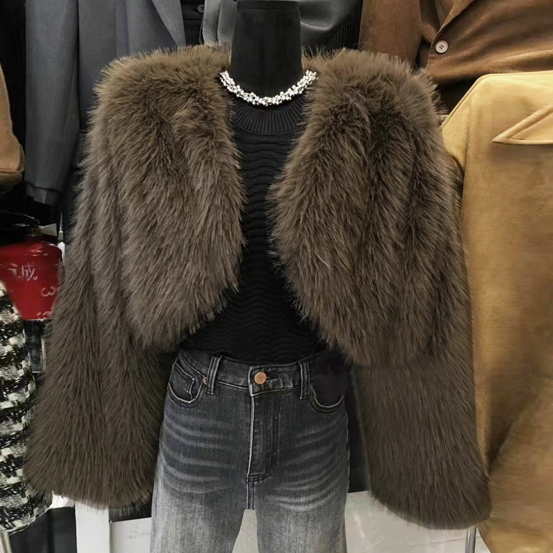 Faux fur autumn tops Korean style coat for women