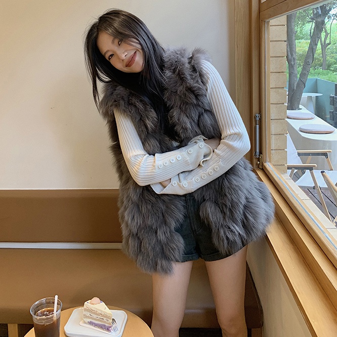 Winter fox fur fur coat Korean style waistcoat for women