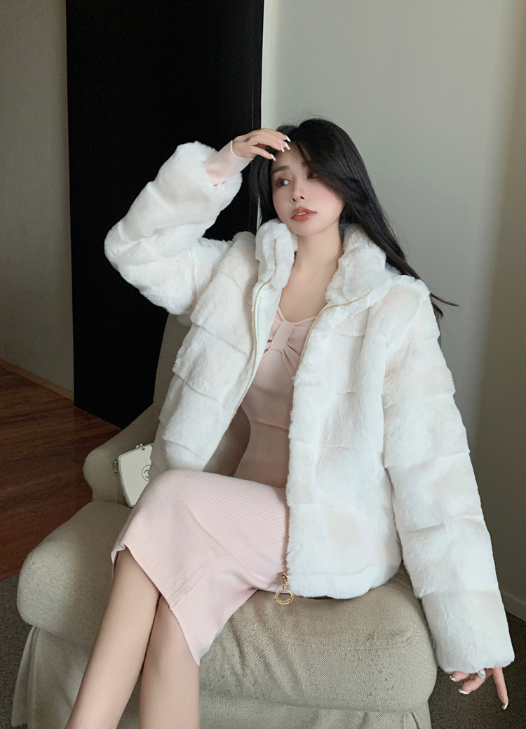 Short blending ladies fur coat Korean style elmo coat