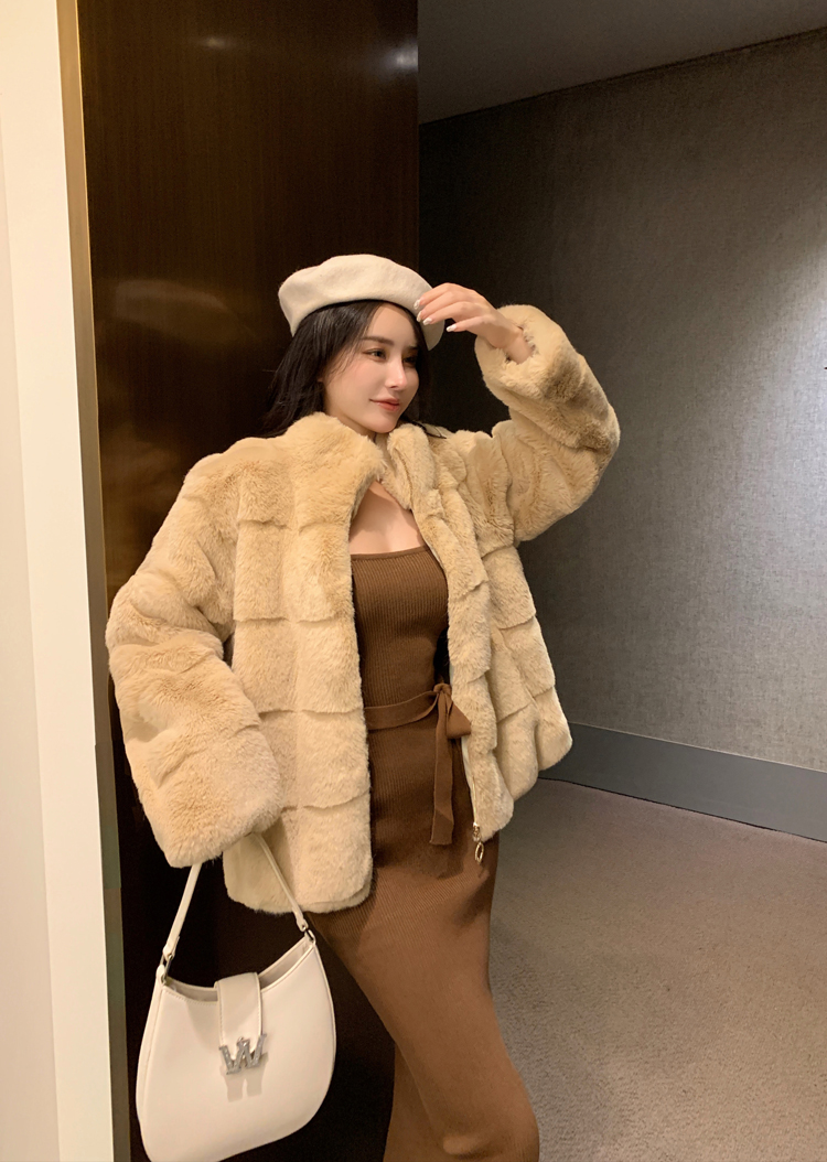 Short blending ladies fur coat Korean style elmo coat