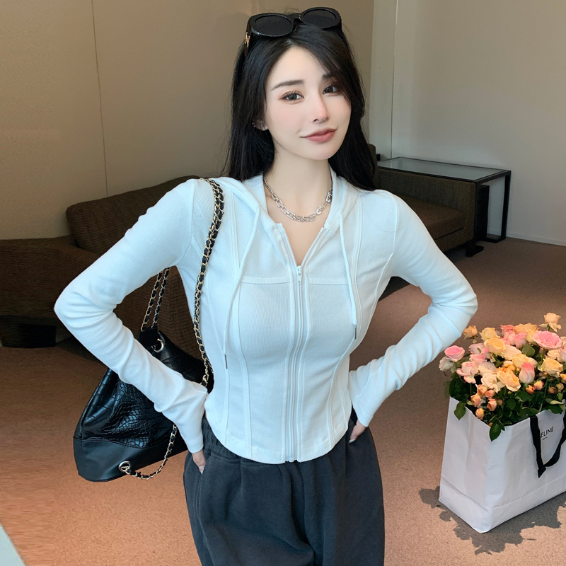 Long sleeve sports cardigan slim tops for women