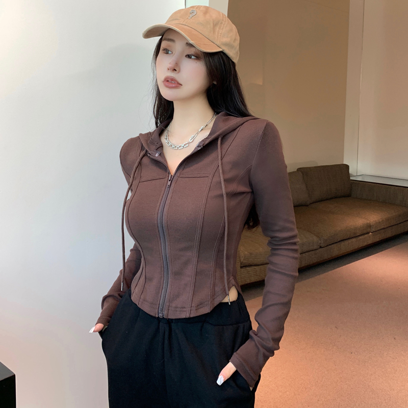 Long sleeve sports cardigan slim tops for women