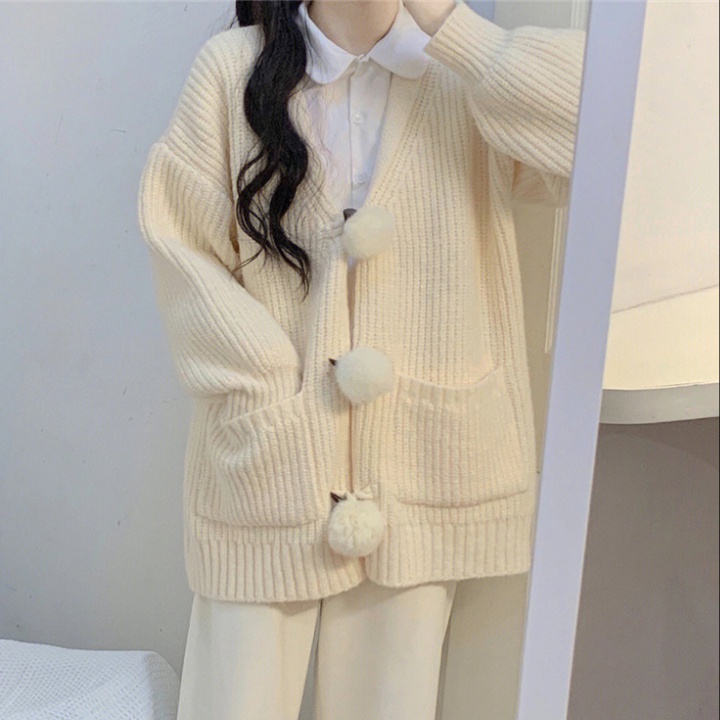Korean style thick sweater hairball sweet coat
