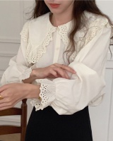 Korean style lapel lace splice long sleeve shirt