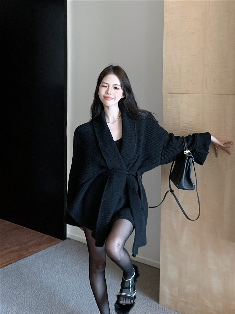 Loose long sleeve temperament tops autumn and winter lazy coat
