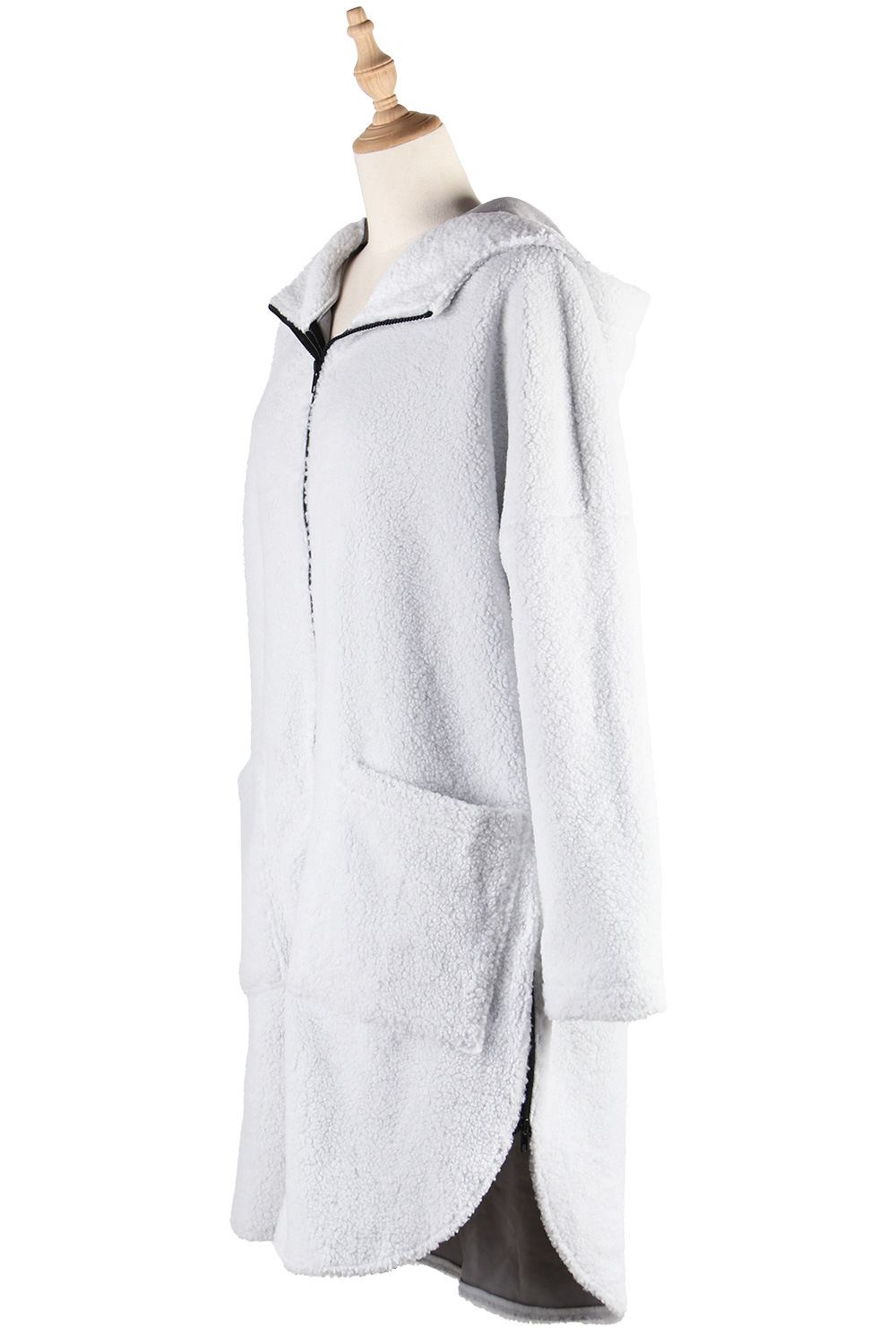 Autumn and winter lambs wool zip woolen coat for women