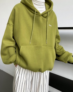 Pullover plus velvet hoodie lazy tops for women