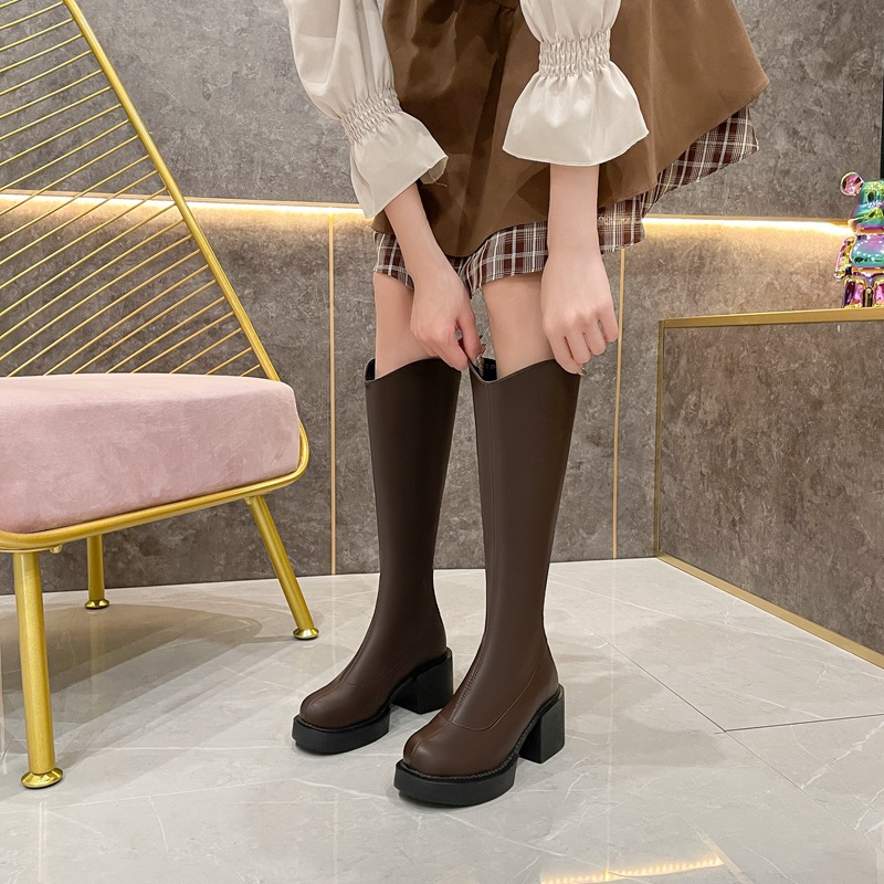 Retro after the zipper boots long tube thigh boots for women