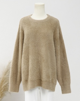 Lazy camel knitted tops loose long sleeve sweater